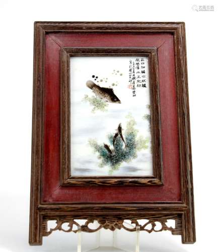 Chinese Famille Rose Porcelain Plaque