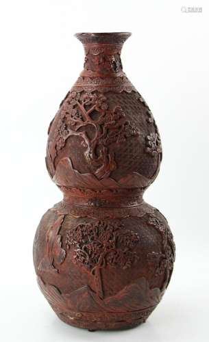 Large Red Lacquer Vase