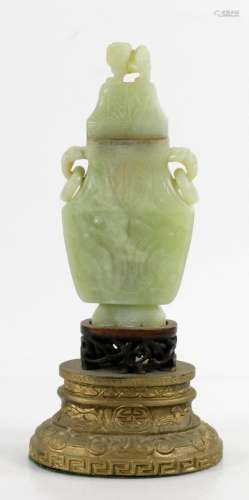 Antique Chinese Carved Jade Urn on Stand
