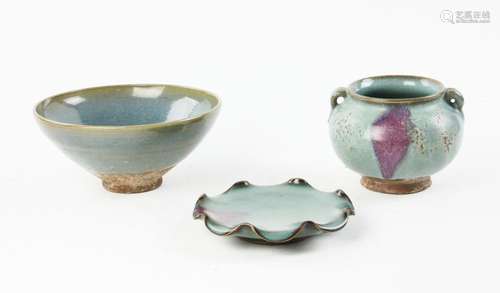 Three Chinese Jun Glazed Items