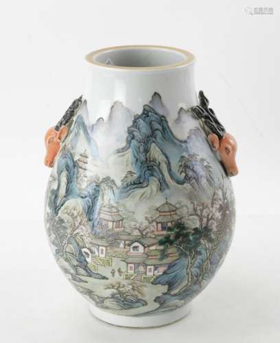 Chinese Famille Rose Porcelain Zong Vase