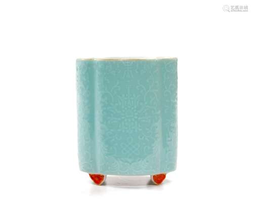 Fine Chinese Turquoise-Glaze Brush Pot