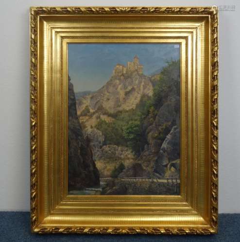 PAINTING: "LANDSCAPE WITH A VIEW OF KARNEID CASTLE"...
