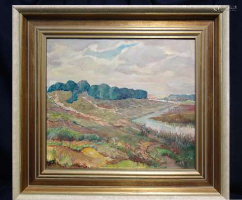 PAINTER OF THE 20TH C. - PAINTING: "Landscape with rive...