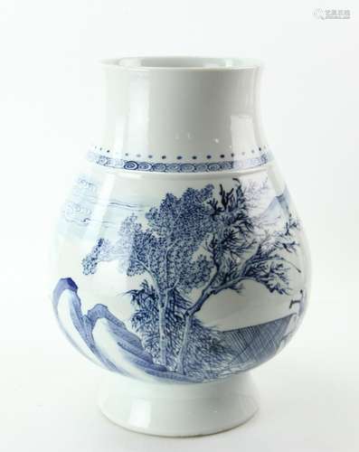 Chinese Blue and White Zun Vase Qing Kangxi