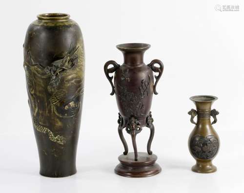 Three Japanese Bronze Vases