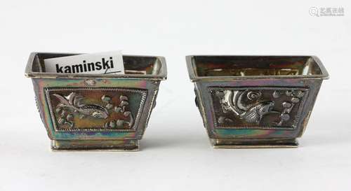 Pair of Chinese Miniature Silver Planters