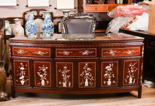 A Set of Mother of Pearl Inlaid Desk & Chair, 20th