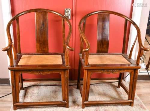A Pair Of Huang Huali Chairs 19th C