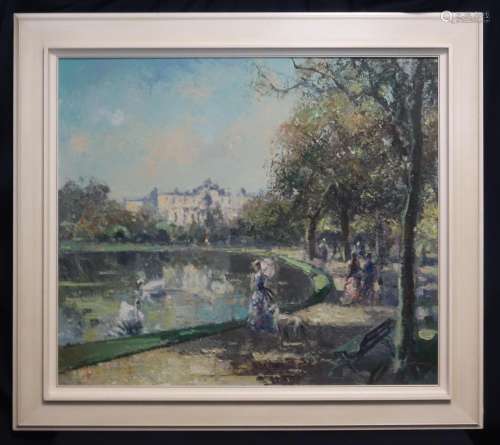 PAINTING: "CASTLE PARK WITH STROLLERS"