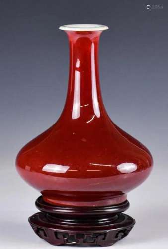 A Chinese Red Glazed Vase 19thC