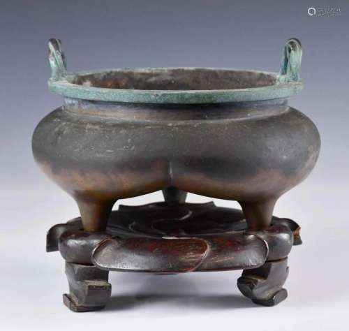 A Chinese Bronze Censer with Stand Republican P