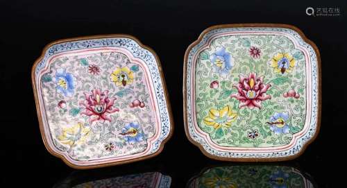 A Pair of Cloisonne Dishes Qing
