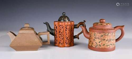 Three Yixing Zisha Tea Pots