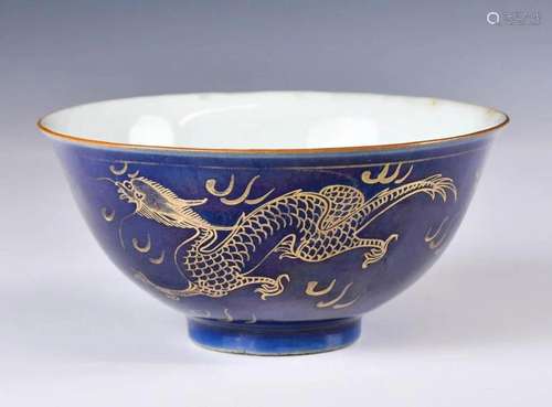 A Blue Glazed Gilt Bowl