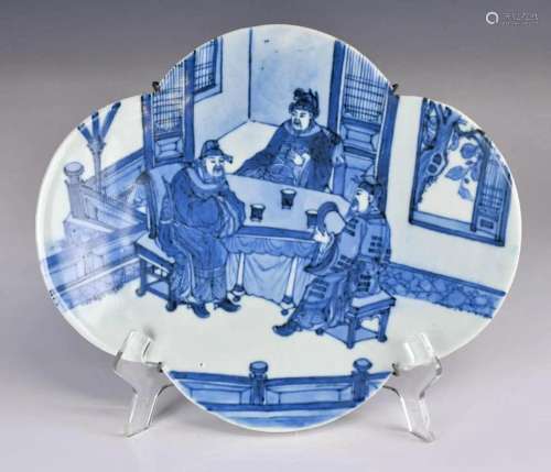 A Chinese Blue and White Plaque 19th C
