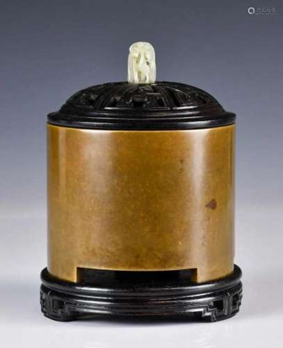 A Chinese Bronze Incense Burner w/Stand Zhengde Mk