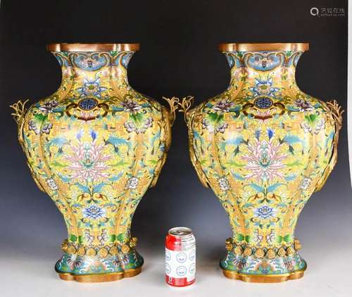 A Pair of Clossionne Vases 20thC