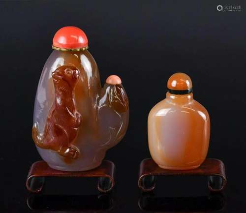 Two Agate Snuff Bottles