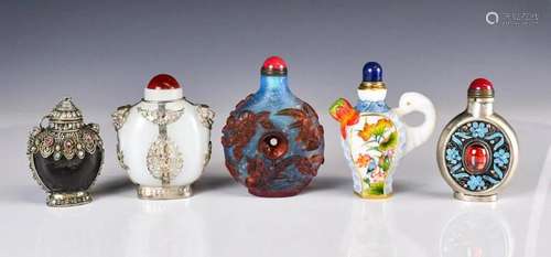 A Group of Five Snuff Bottles