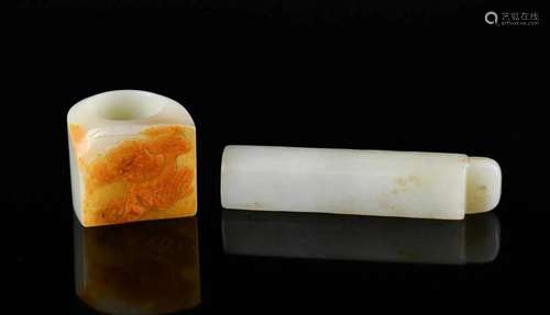 A White Jade Tube and An Archer's Ring Qing