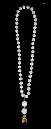 A White Jade Bead Necklace Qing