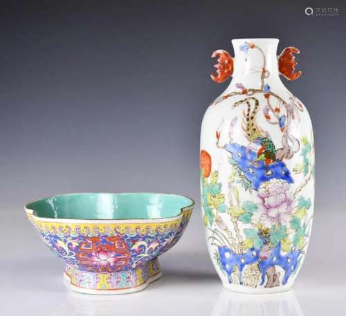 A Chinese Porcelain Vase and A Bowl 19THC