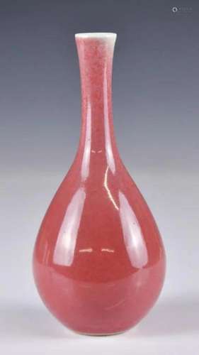 A Peach Bloom Long Neck Vase Kangxi Mark