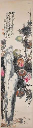 Wang He Flowers Hanging Scroll Republic Period