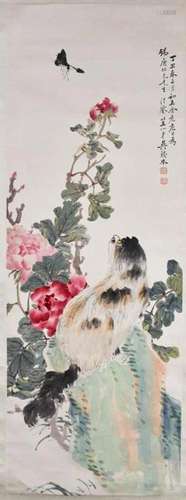 Wu Shu Ben(1869-1938) Cat Hanging Scroll