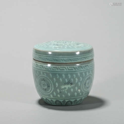 高麗青瓷仙鶴紋蓋罐