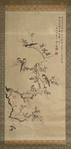 顏伯龍 花鳥 紙本水墨 立軸