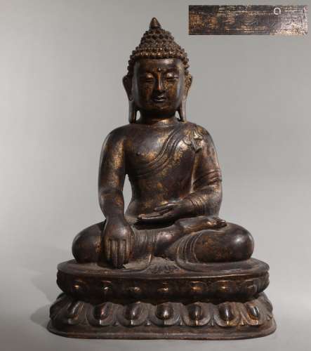 明 銅胎泥金釋迦牟尼佛坐像