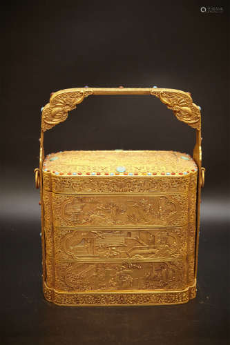 清 銅鎏金食盒