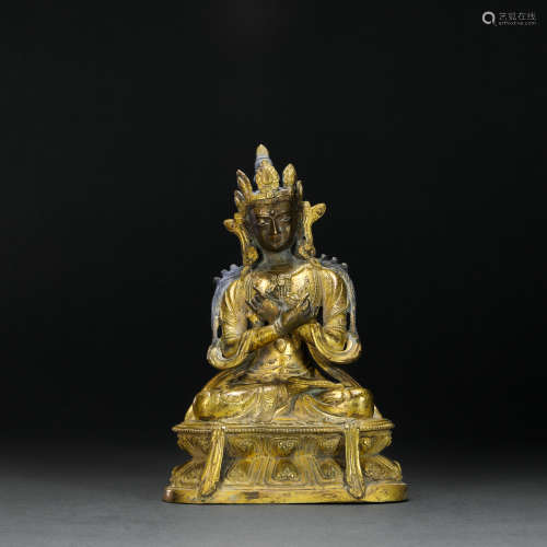 清代銅鎏金菩薩坐像