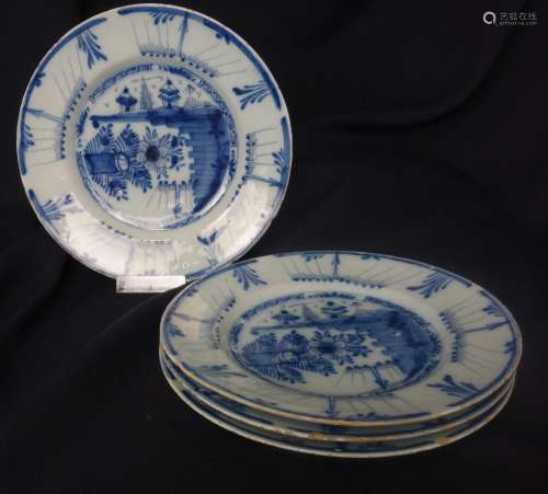 FOUR PLATES WITH A CHINOIS DECORATION
