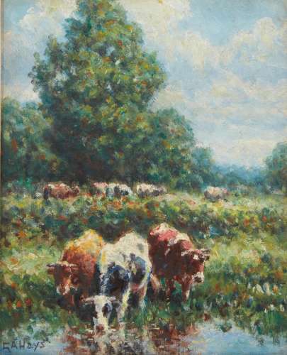 George Arthur Hays (American, 1854-1945), Cows drinking wate...