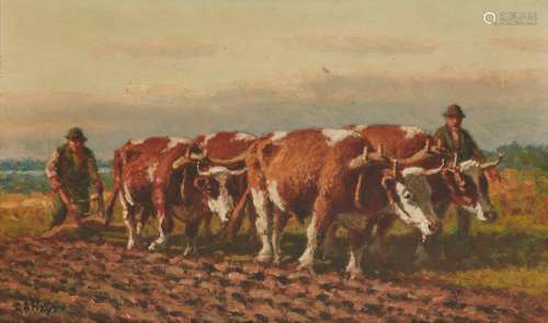 George Arthur Hays (American, 1854-1945), Cows and farmers p...