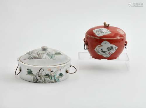 Two Chinese porcelain lidded serving containers