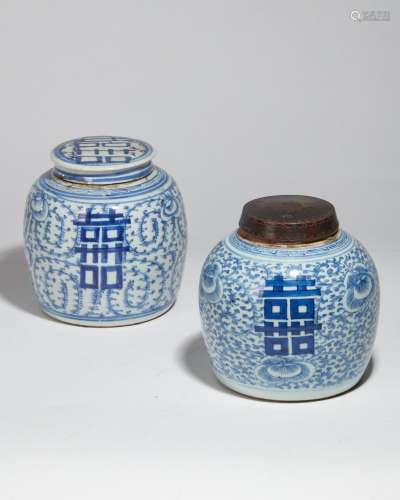 Two Chinese blue and white porcelain jars