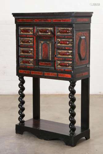 A Flemish Baroque style parcel ebonized and faux tortoiseshe...