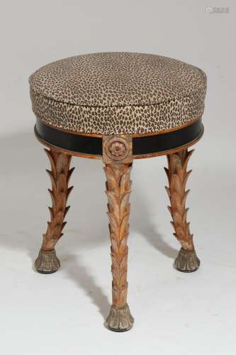 An Italian Neoclassical parcel silvered and ebonzied stool, ...