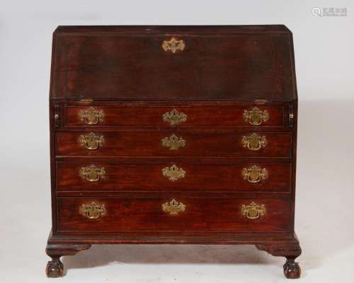 A large Chippendale mahogany slant front desk, late 18th cen...