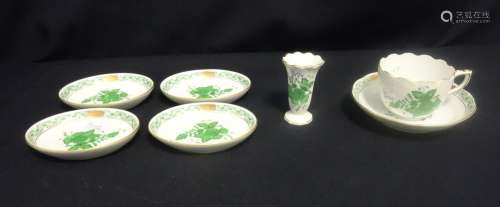 HEREND MOKKA CUP, VASE, CONFECTIONERY BOWLS