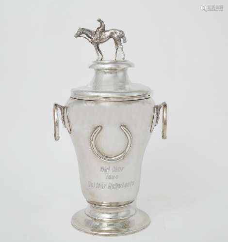 A Manchester Silver Co sterling silver horse racing trophy c...