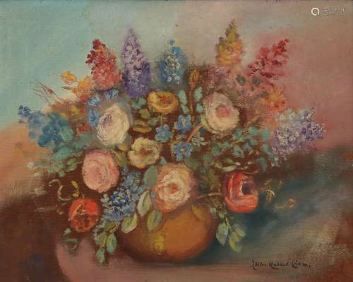 Lillian Hobbes Crom (American, 20th century), Flowers in a v...