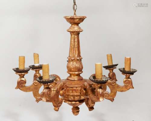 An Italian Neoclassical style giltwood seven light chandelie...