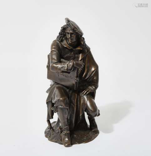 A French patinated bronze model of Rembrandt, after a model ...