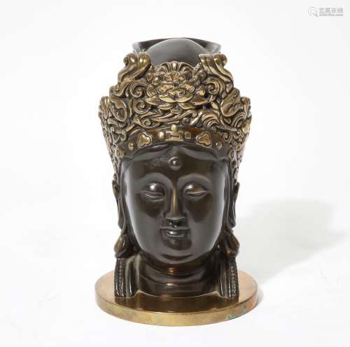 A Southeast Asian bronze Buddha head