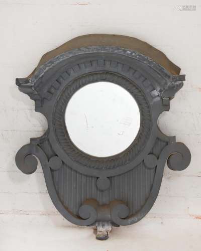 A Baroque style grey painted aluminum mirror, post 1950